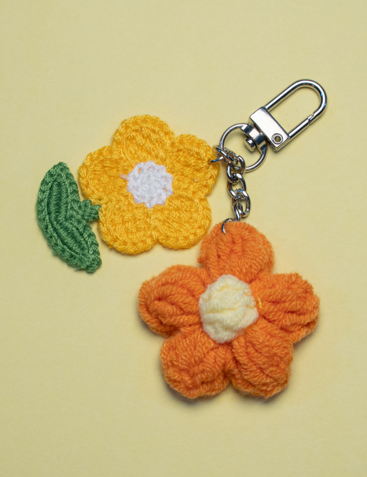 Crochet Duo Flower Keychain