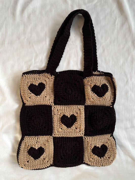 Brown Heart Tote
