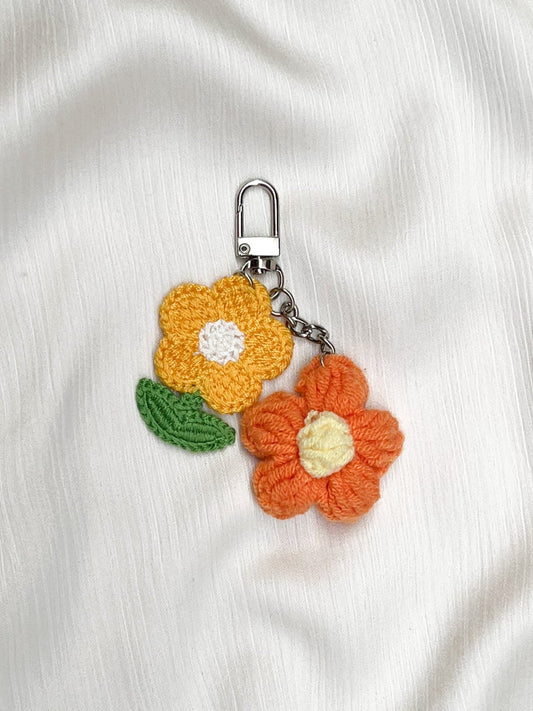 Crochet Duo Flower Keychain